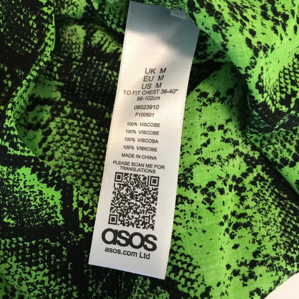 Asos Shirt Button Down Snake Print Medium - Picture 16 of 16